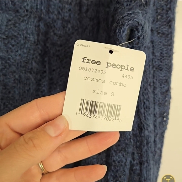 Free People Navy Cosmos Combo Fuzzy Sweater Small Open Knit Wool Alpaca Blend - Picture 10 of 12